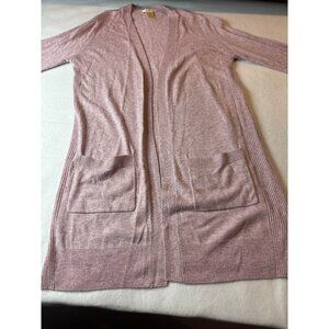 Matty M Womens Medium Pink Long Open Front Cardigan Sweater